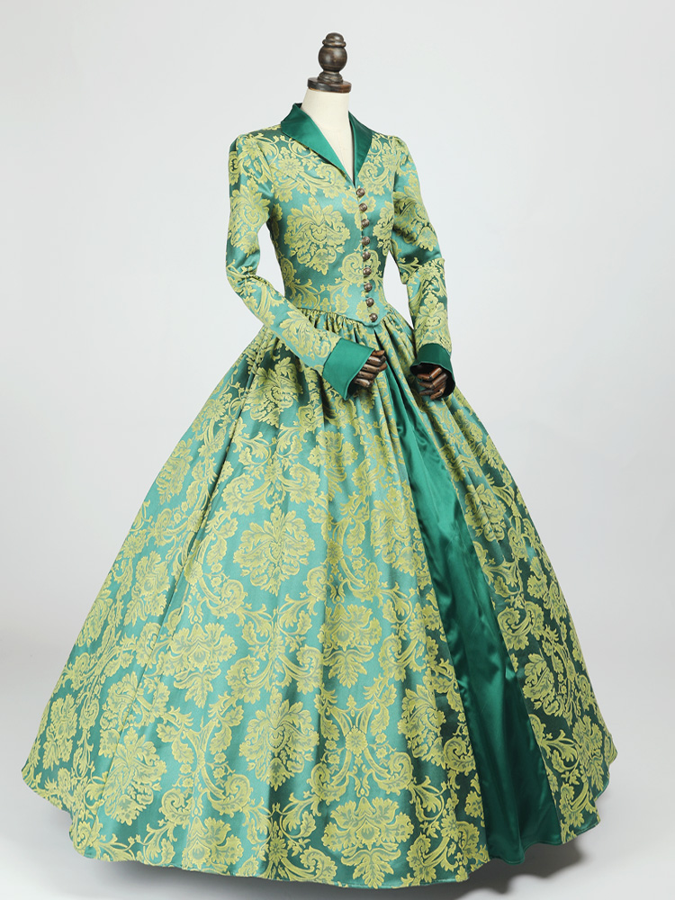renaissance christmas dress Green Victorian Christmas Holiday Party Gown Renaissance Queen Elizabeth I Tudor Jacquard Dress Game of Thrones Queen Theater Costume (Size: XXXL)