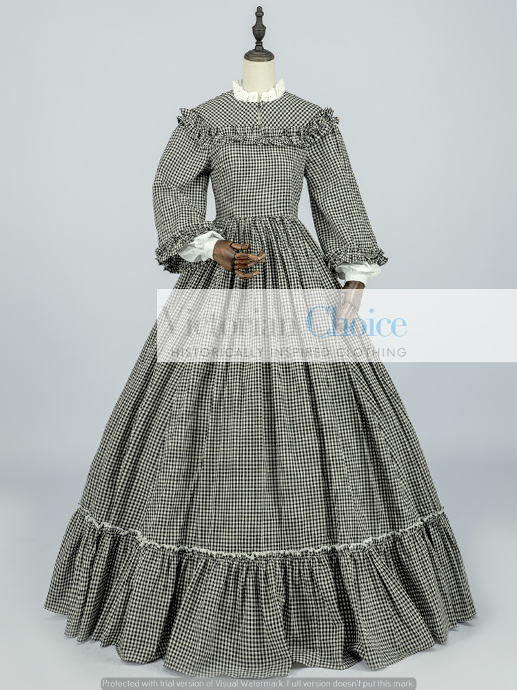 Victorian Dickens Faire Frontier Pioneer Women Tartan Gown 19th Century ...