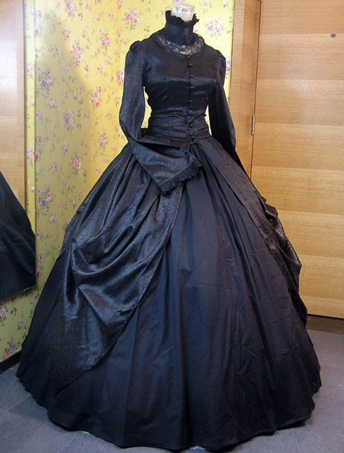 Black Victorian Brocade Regal Queen Dark Fantasy Dress Gothic Horror Witch  Halloween Costume - Victorian Choice