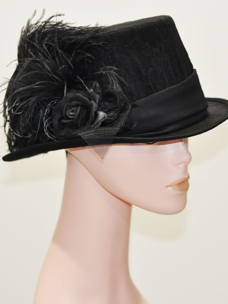 Ladies Victorian Edwardian Steampunk Black Feather Riding Hat Victorian Choice
