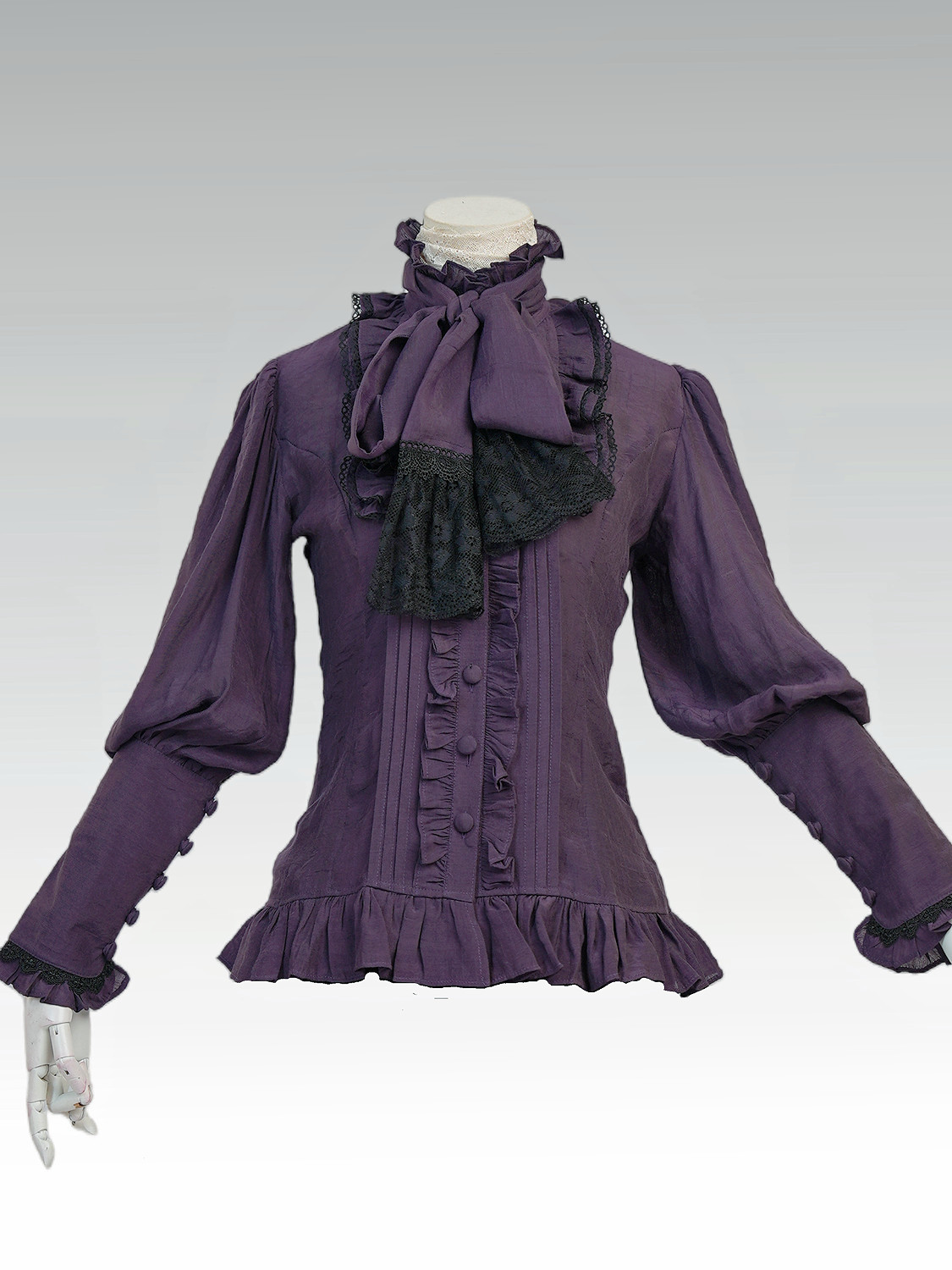 Victorian Shirt Women's Gothic Shirt Vintage Long Sleeve Lotus Pleated Top main image 0