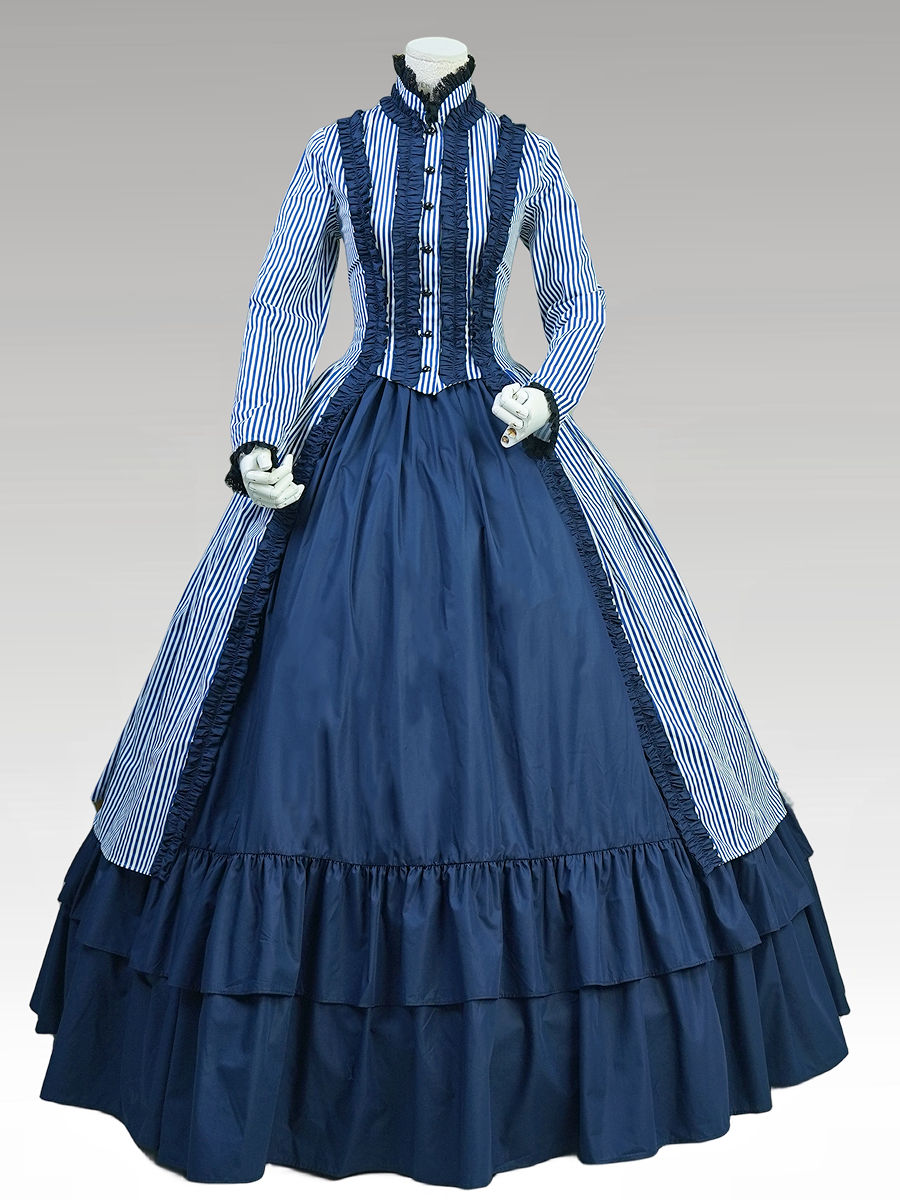 Gothic Victorian Navy Stripe Mary Poppins Dress Steampunk Gothic Girl ...