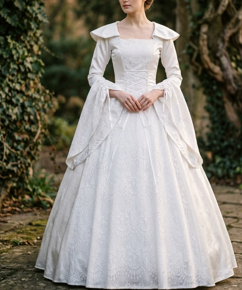 White Medieval Renaissance Fair Regal Queen Princess Dress Hooded Gown Game of Thrones Fantasy Costume - Victorian Choice White Medieval Renaissance Fair Regal Queen Princess Dress Hooded Gown Game of Thrones Fantasy Costume - Victorian Choice
