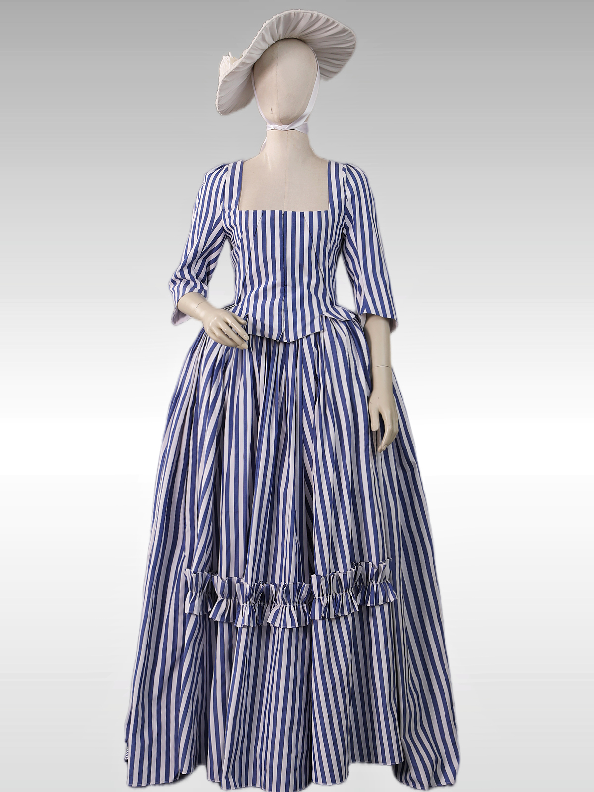 Revolutionary War Colonial Georgian 1770's 1780's Blue Stripe Ball Gown ...