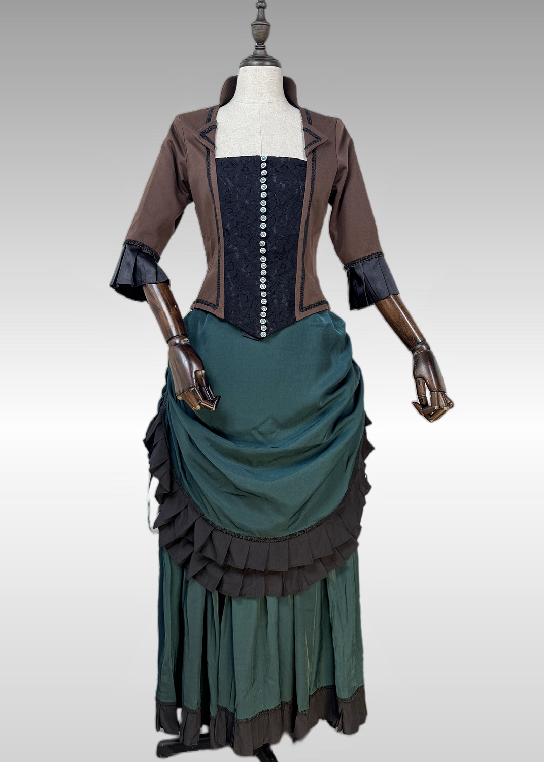 dark green victorian dress Green Fancy Theatrical Victorian Dress D3002
