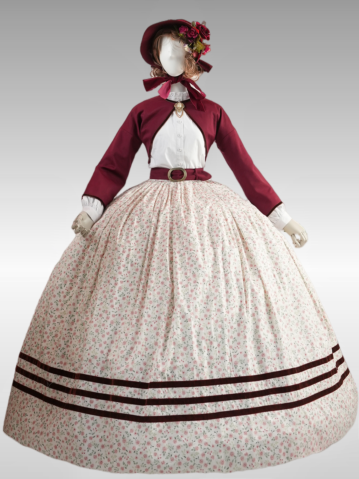 1940s Long Sleeve Gown - Ivory Velvet 22, image size:1200x1600