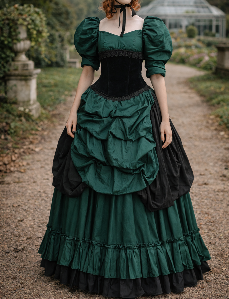 Green Victorian Princess Fantasy Cotton Velvet Corset Bustle Dress Period Drama Gothic Queen Theater Costume - Victorian Choice Green Victorian Princess Fantasy Cotton Velvet Corset Bustle Dress Period Drama Gothic Queen Theater Costume - Victorian Choice