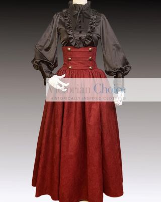 Edwardian Sherlock Holmes Steampunk Coat Dress Witch Halloween Costume C058 